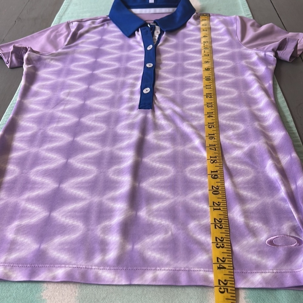 Oakley Orchid Purple Print Golf Polo Short Sleeve Performance Top S - Picture 10 of 10